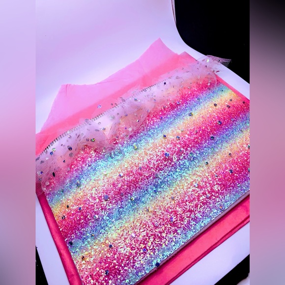SOLD Rainbow & Unicorns Tulle Zipper Makeup Pouch Bag - Picture 9 of 11